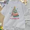 Book Tree Christmas T Shirt All Booked for Christmas T-shirt for Book Lover Librarian Teachers Tees Bookish Cotton Tshirt 5