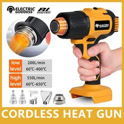 2000W Cordless Heat Gun Hot Air Gun 50-600℃ Li-ion Rechargeable Heating Equipment with LED Light for 18V Makita Battery Tool