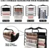 Closet Organizers and Storage,3 Pack Velvet Pants-Hangers-Space-Saving,Non Silp 5 Tier Scarf Jeans Organizer 3