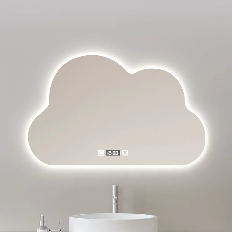 Dressing Table Makeup Lamp Mirror Irregular Shaped Cloud Smart Bathroom Mirror Bathroom Household Lamp Defogging Mirror