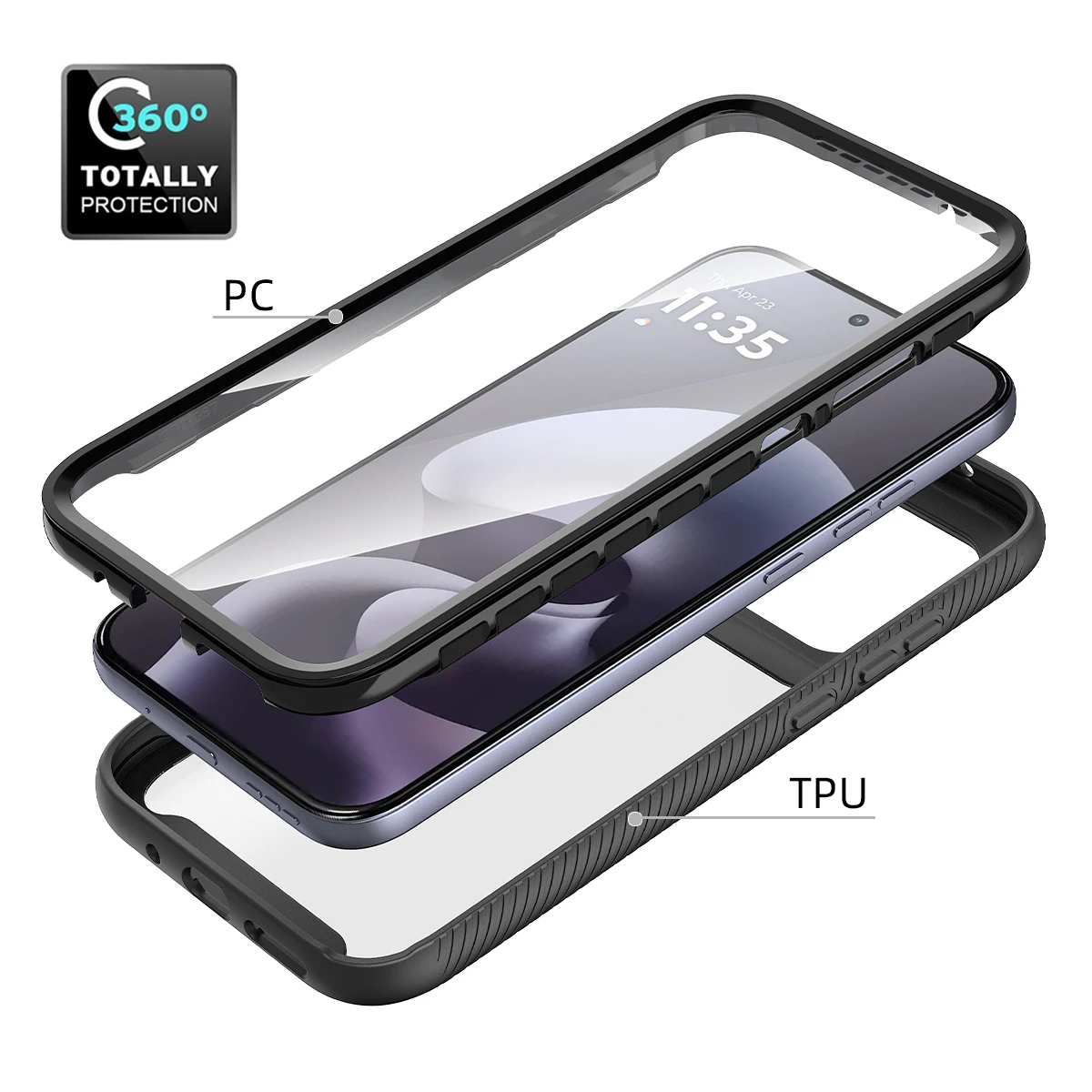 Transparent Shockproof Armor Phone Case with Full Coverage Screen Protector