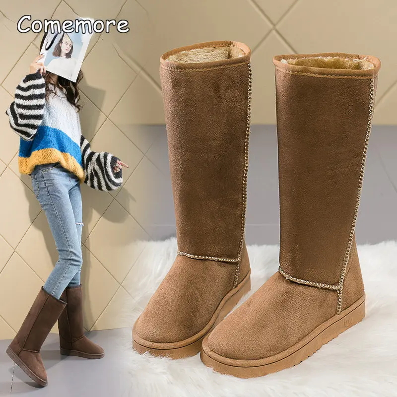 

Comemore Women Tall Winter Padding Black Boots 2022 2023 Fashion Snow Boots Women's High Boot Size 41 Hot Warm Shoes Botas Mujer