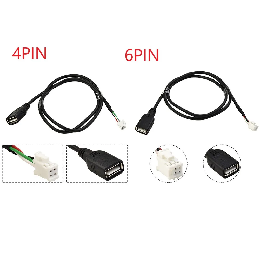 2 Pcs 4 Pin + 6 Pin Stecker USB kabel für Auto Radio Stereo 1M USB