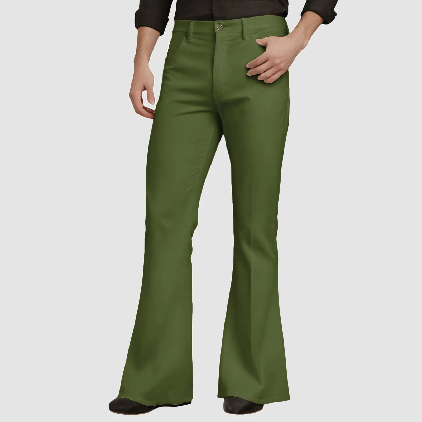 Mens Slim Fit Suit Pants Soild Casual Bell Bottom Trousers Pockets Outdoor Trend Long Pants For Man Autumn Winter Ropa Hombre 4