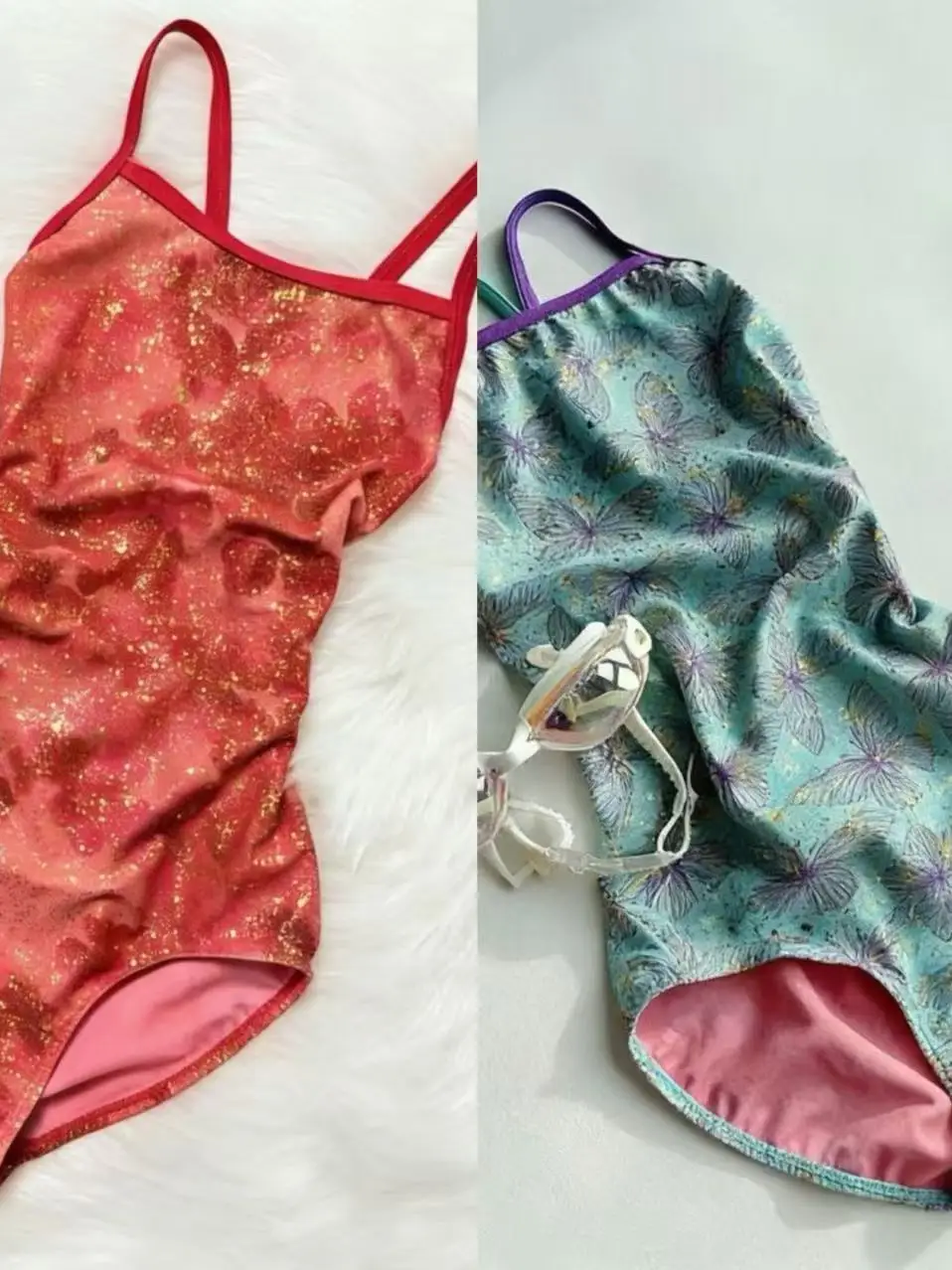 Women's Competitive Swimming Suit Red One-Piece  Design Low Slit Sport Training Swimsuit Slimming round Neck No Sleeve - 4