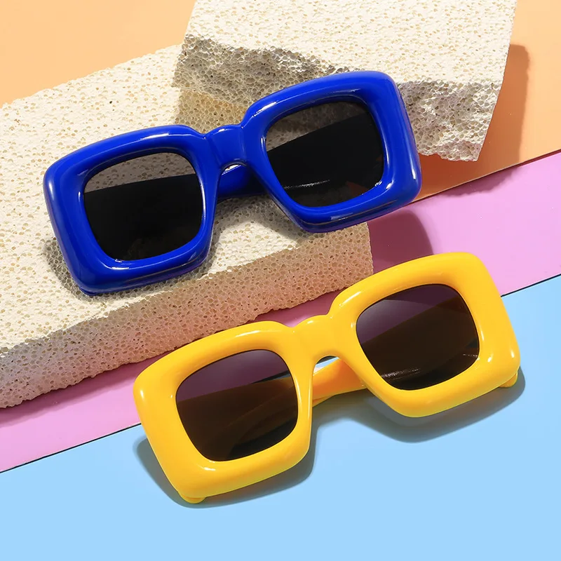 New Children's Hip Hop Bubble Funny Square Thick Frame Baby Glasses For Boys And Girls Going Out Sun Protection Sunglasses