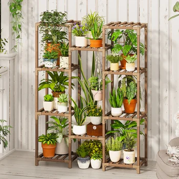 Tall Wood Plant Stand 1