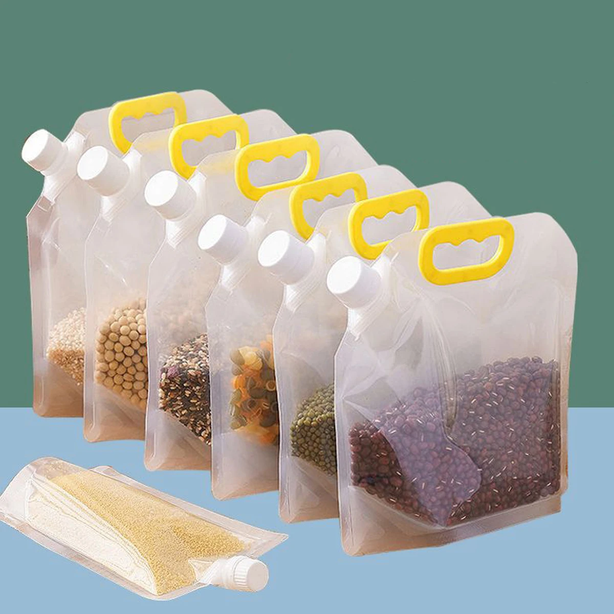 1PC Kitchen Cereal Storage Bag Portable Food Packaging Bags Insect Proof  Sealed Bag Thickened Rice Bean Container Nozzle Bag