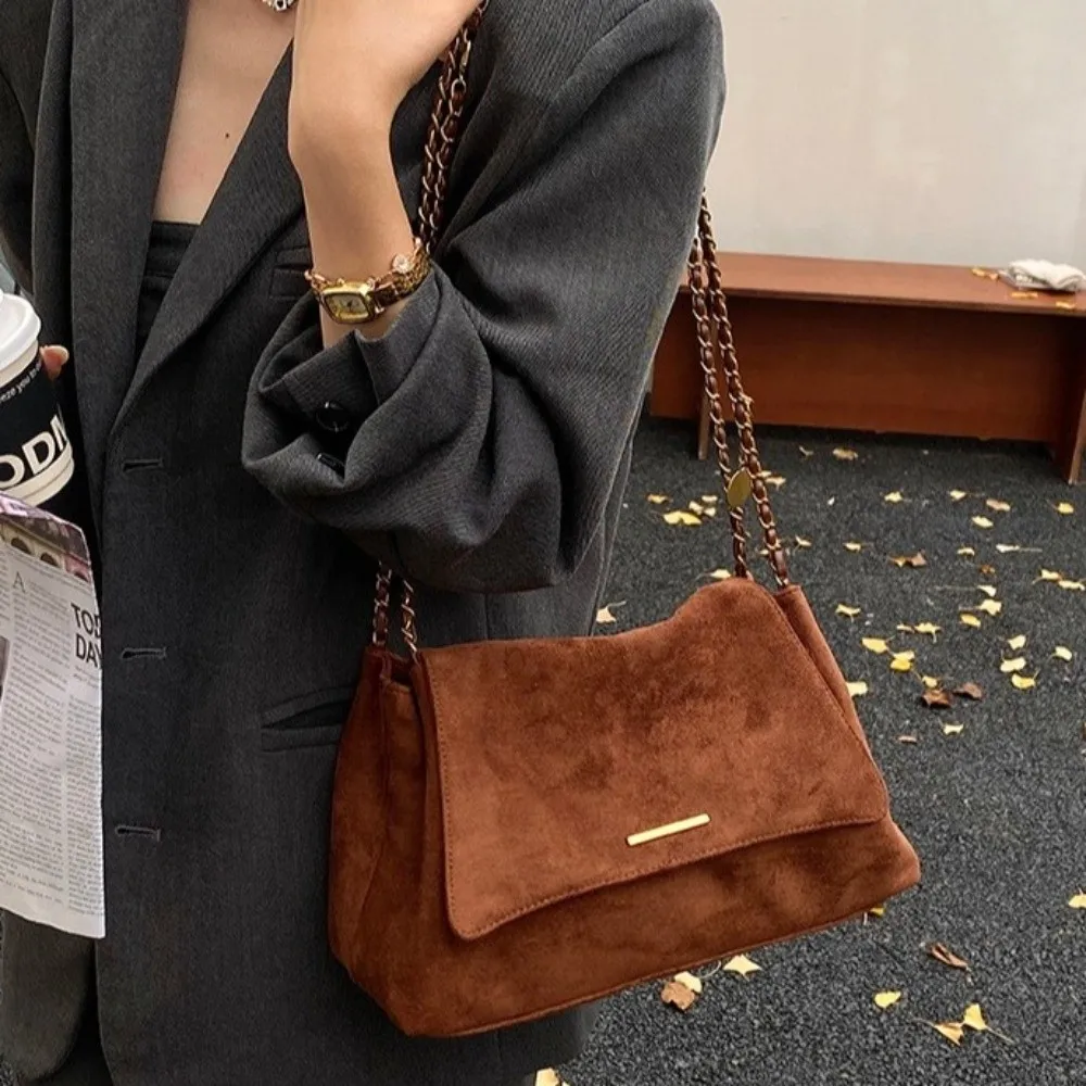 Borsa a Spalla in Camoscio Monospalla Grande Capacità Casual Spaziosa con Fibbia Solida Elegante Borsa Sottospalla per Serate Fuori