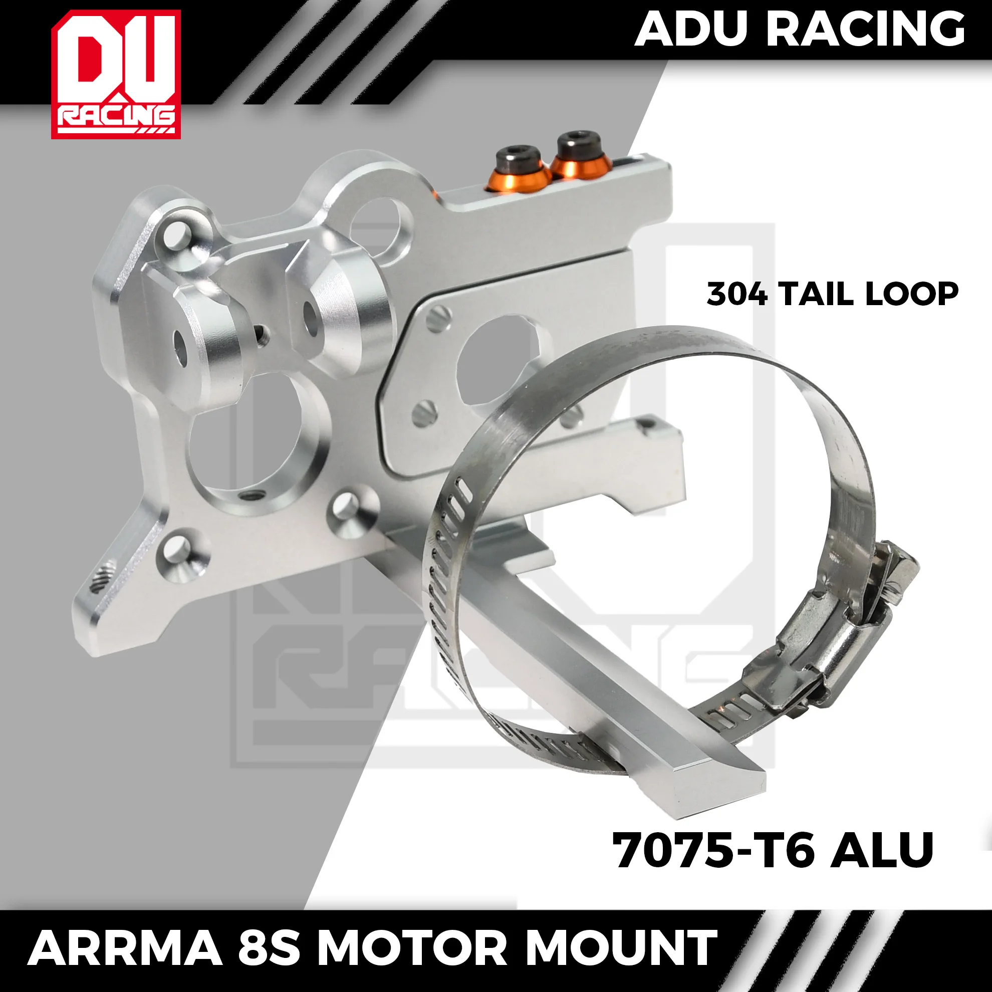 ADU RACING 7075-T6 모터 마운트 세트 및 ARRMA 8S KRATON OUTCAST용 모터 테일 후프