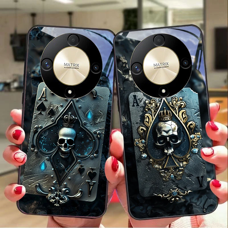 Skeleton Pendant Tempered Glass Phone Case