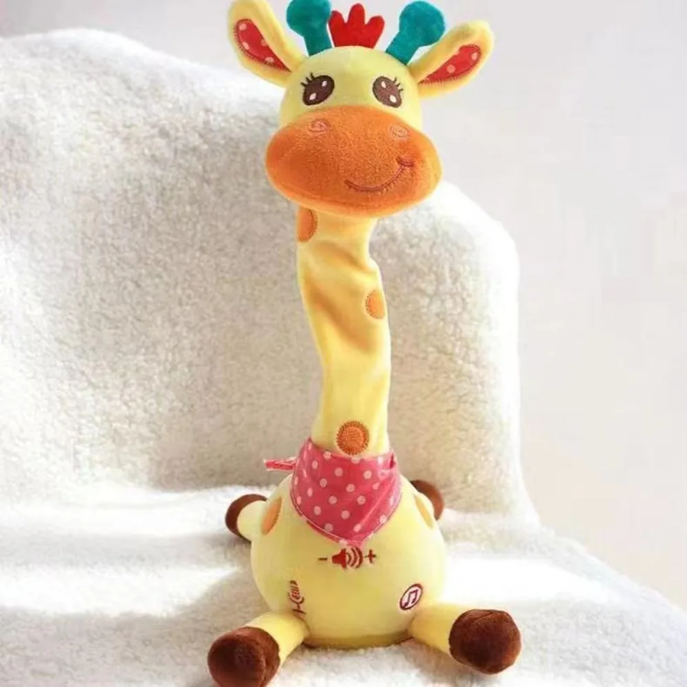 Repeating What You Say Dancing Talking Giraffe Toy Adjustable Volume with 10 Songs Swaying Dancing Giraffe Plush Glowing