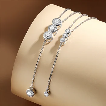 3mm/5mm Full Moissanite Necklace for Girls Classic Bubble Clavicular Chain 925 Sterling Silver Party Fine Jewelry GRA 2