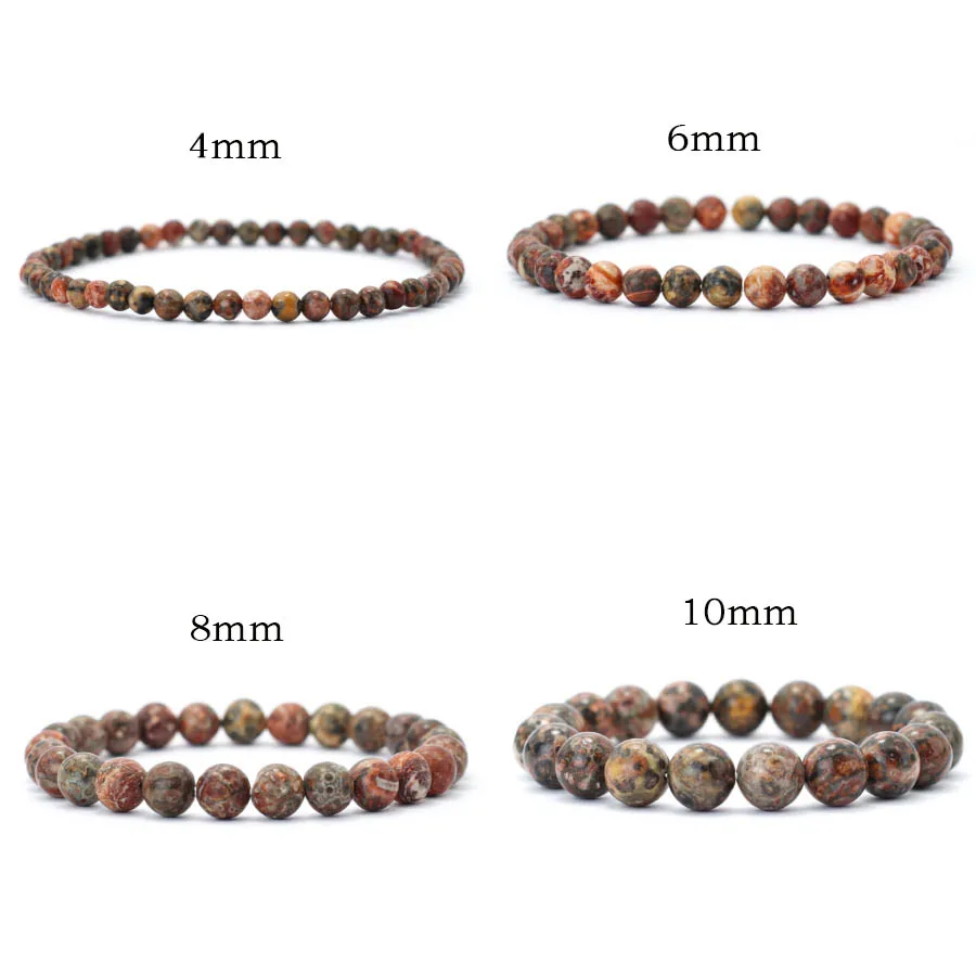 Einfache Stil Echte Natürliche Rote Leopard Stein Armband Männer 4mm/6mm/8mm/10mm handgemachte Stretch Perlen Armband Homme Pulseria Hombre