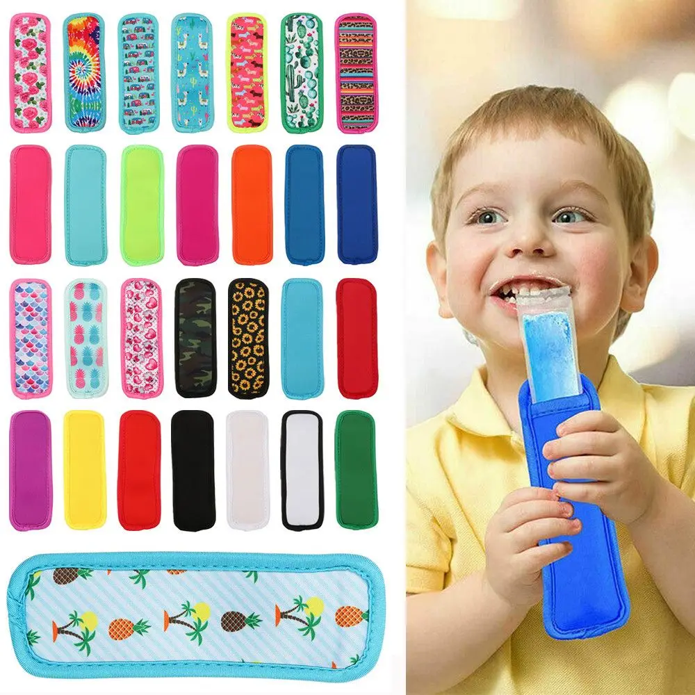 5PCS Colorful Home Cold insulation Icy Pole Holder Popsicle Cover Ice Cream Stick Covers Cooler Sleeve