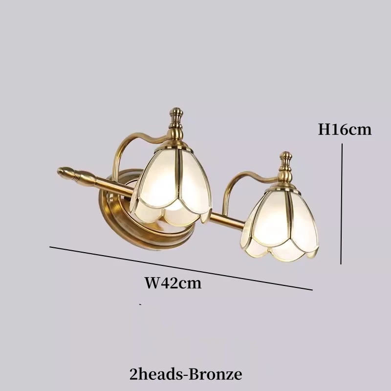 Nordic LED Bathroom Mirror Light Fixture Pull Chain Switch Home Lighting Copper Glass Nodern Wall Lamp Sconce Lampara Pared