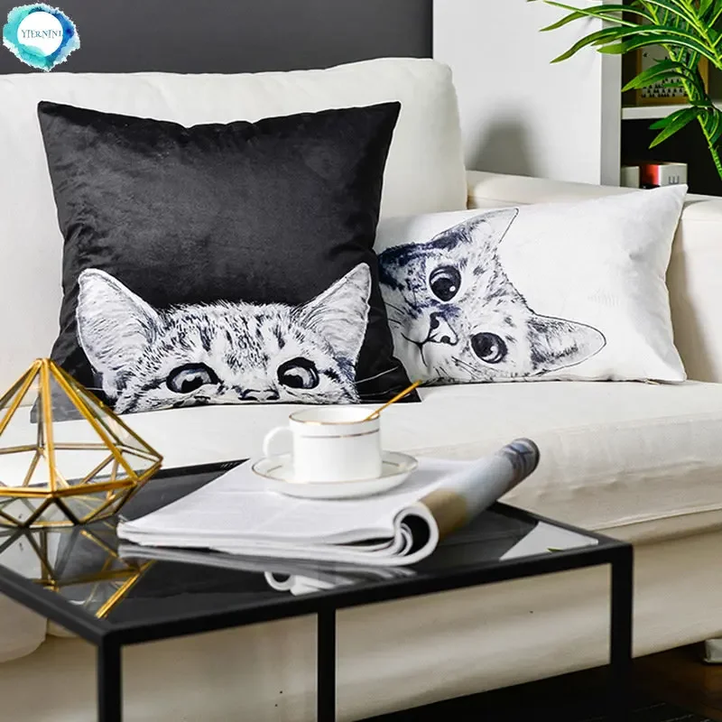 

Cute cat series decorative pattern home pillowcase square office decorative cushion cover