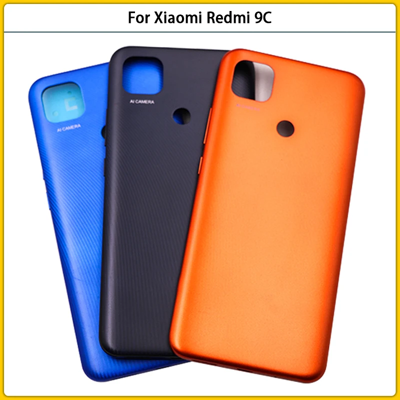 

10PCS For Xiaomi Redmi 9C Battery Back Cover Rear Door For Redmi 9C Housing Case Panel Volume Button No NFC Contacts Replace
