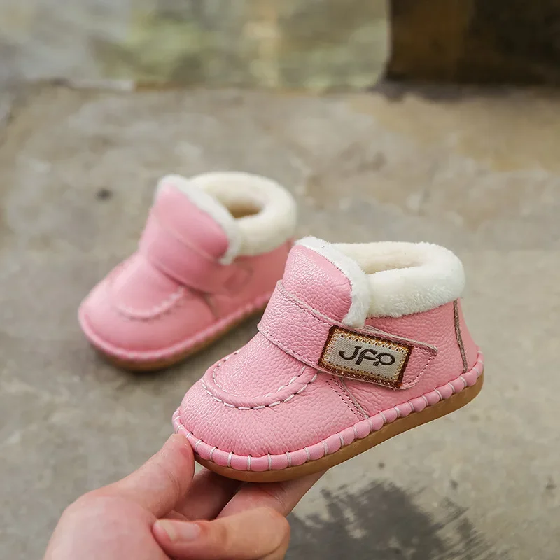 Snow Boots Autumn Winter Baby Girls Boys Genuine Leather Warm Plush Outdoor Infant Toddler Soft Bottom Kids Children baby shoes baby boots winter snow boots