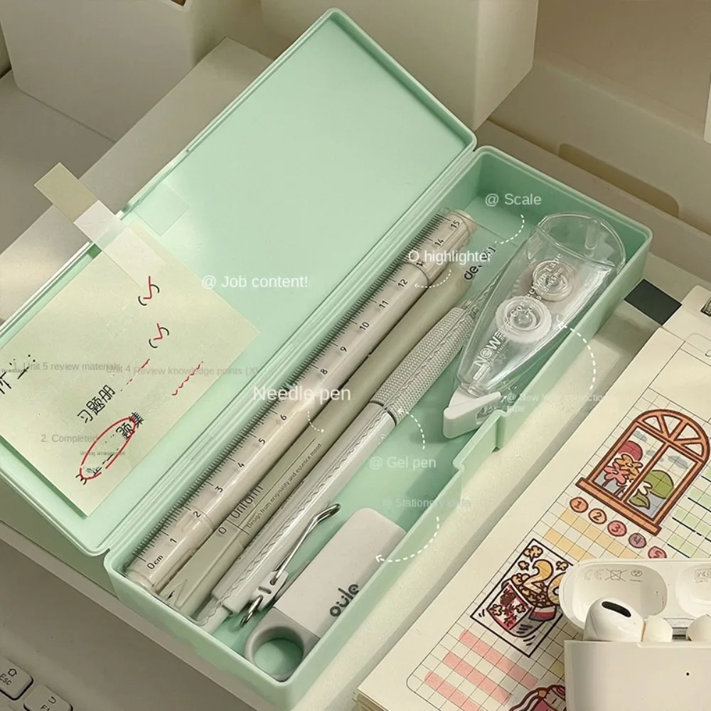 플라스틱 연필 가방 데스크탑 보관함, 문구 용기 펜 케이스, 단색 연필 상자, 학생 연필 가방, 펜 파우치