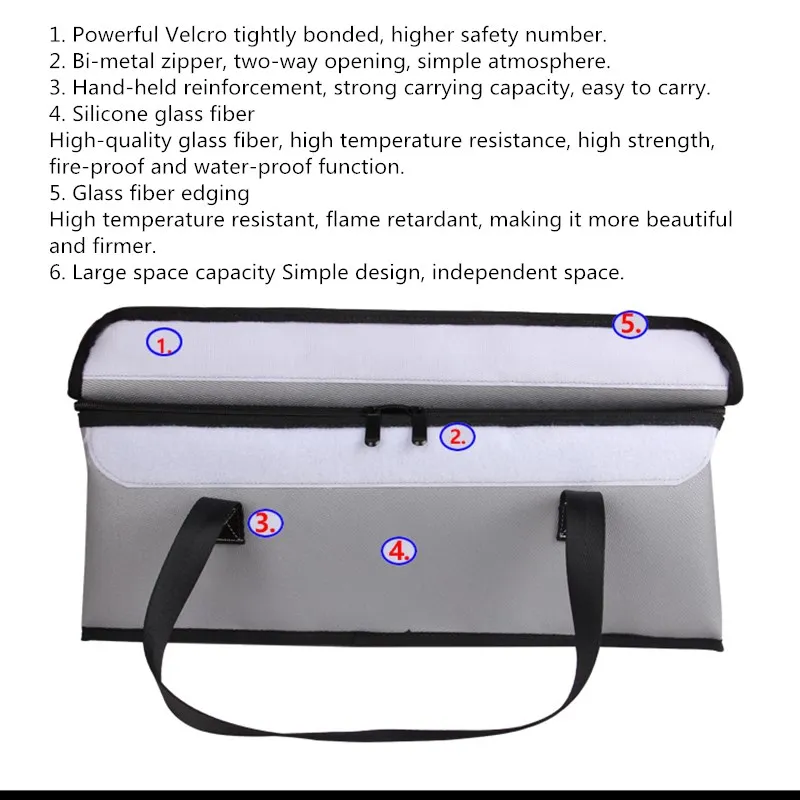 Sac Batterie Vélo Électrique Ignifuge 465x95x175mm - Charge Sécurisée