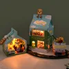 DIY Wooden Mini Cake Bedroom Milk Drink Casa Doll Houses Miniature Building Kits with Furniture Light Dollhouse for Adults Gifts 4