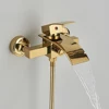 Polish Golden Bathroom Shower Faucet Bathtub Faucet with Hand shower Waterfall Spout Wall Mount Cold Hot Water Mixer Bathing 2