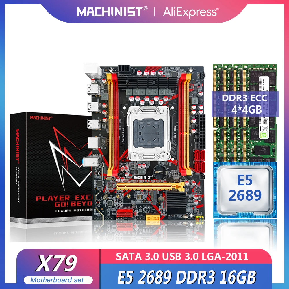 MACHINIST X79 набор материнской платы с набором Xeon E5 2689 CPU Процессор LGA 2011 DDR3 16 Гб (4*4 Гб) ECC