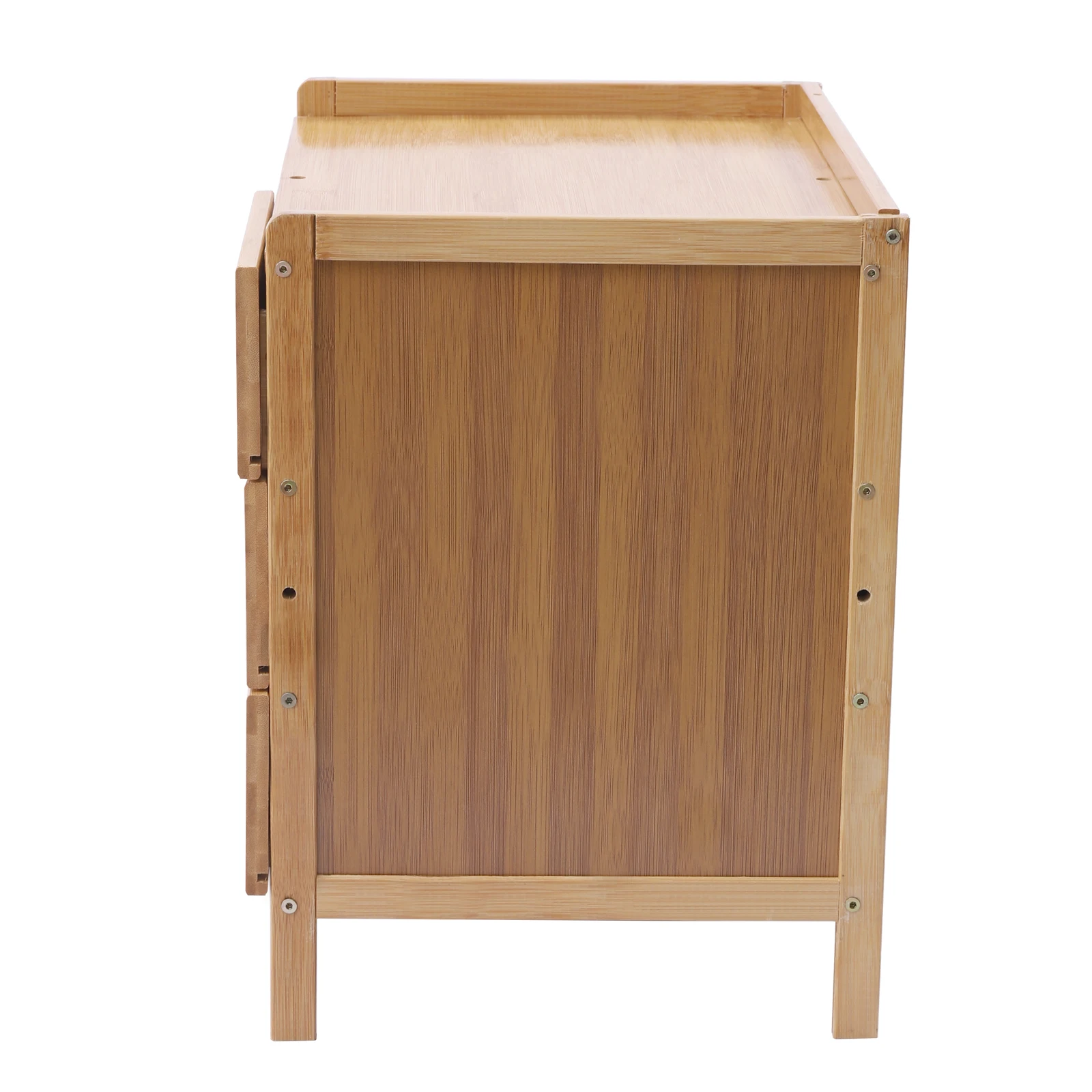 3 Drawer Modern Bamboo Nightstand Side Table Bedroom Storage Drawer and Shelf Bedside End Table