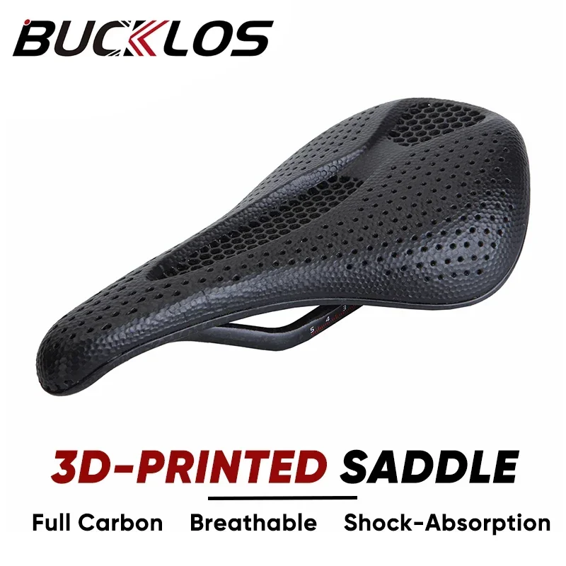 BUCKLOS 3D Printed Bicycle Saddle Full Carbon Fiber Bike Seat Cushion Ultralight Road Mountain Bike Saddle Carbon MTB Seat 2