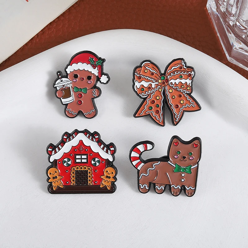 Weihnachten Schneemann Elch Emaille Pins Benutzerdefinierte Lebkuchenmann Trinken Broschen Revers Abzeichen Kleidung Lustige Schmuck Geschenk für Kinder Freunde – Detail 7