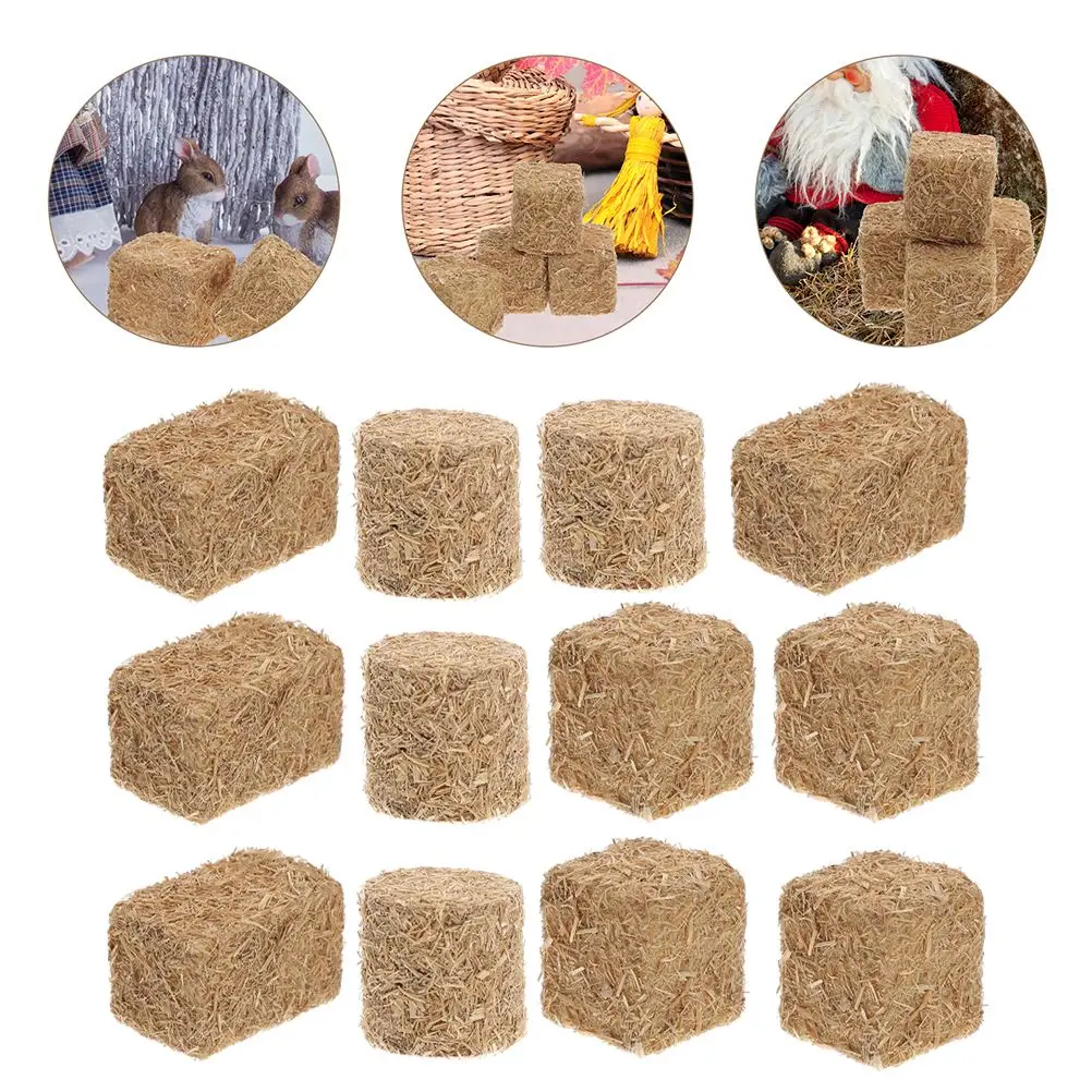 12pcs Simulation Mini Straw Bales Stackable Miniature Haystack Fake Ornament Scene Straw Bales Dollhouse Farm Dueling Banjo 6