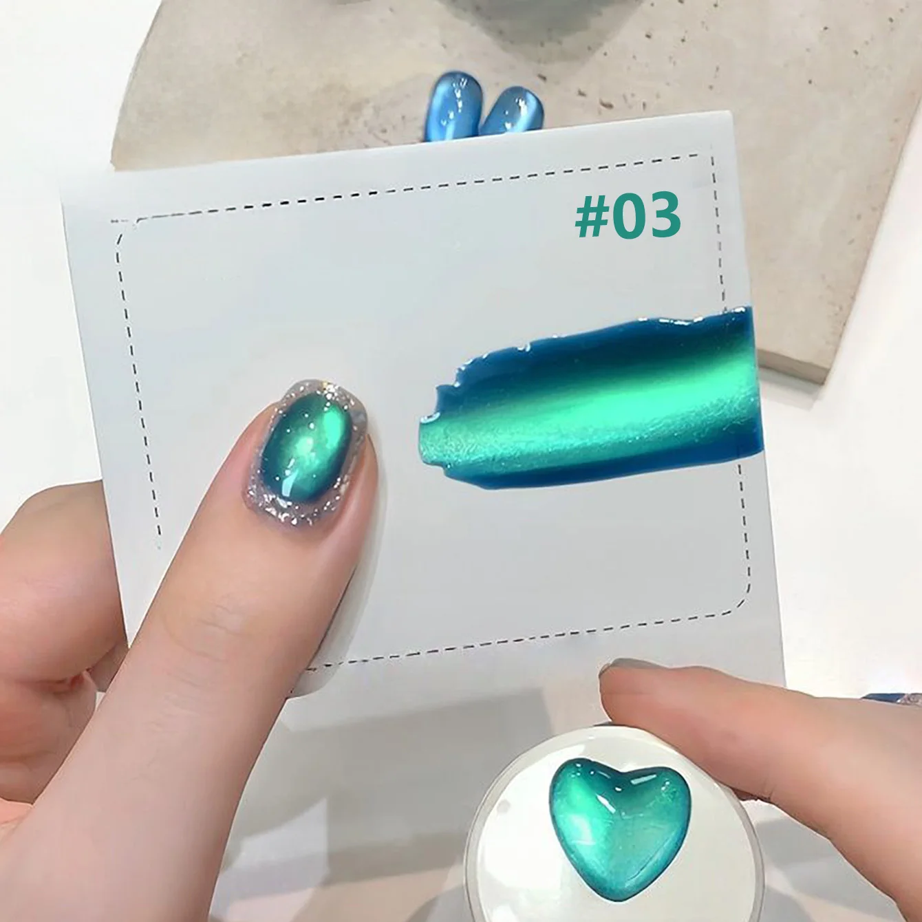 12ML Strobe Green Cat Eye Magnetic Gel Polish - Summer Nail Collection