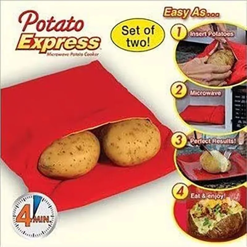 ZukoCert Mikrowellen-Kartoffelbeutel 2er Pack – Wiederverwendbar, Polyester, Für Kartoffeln & Mais