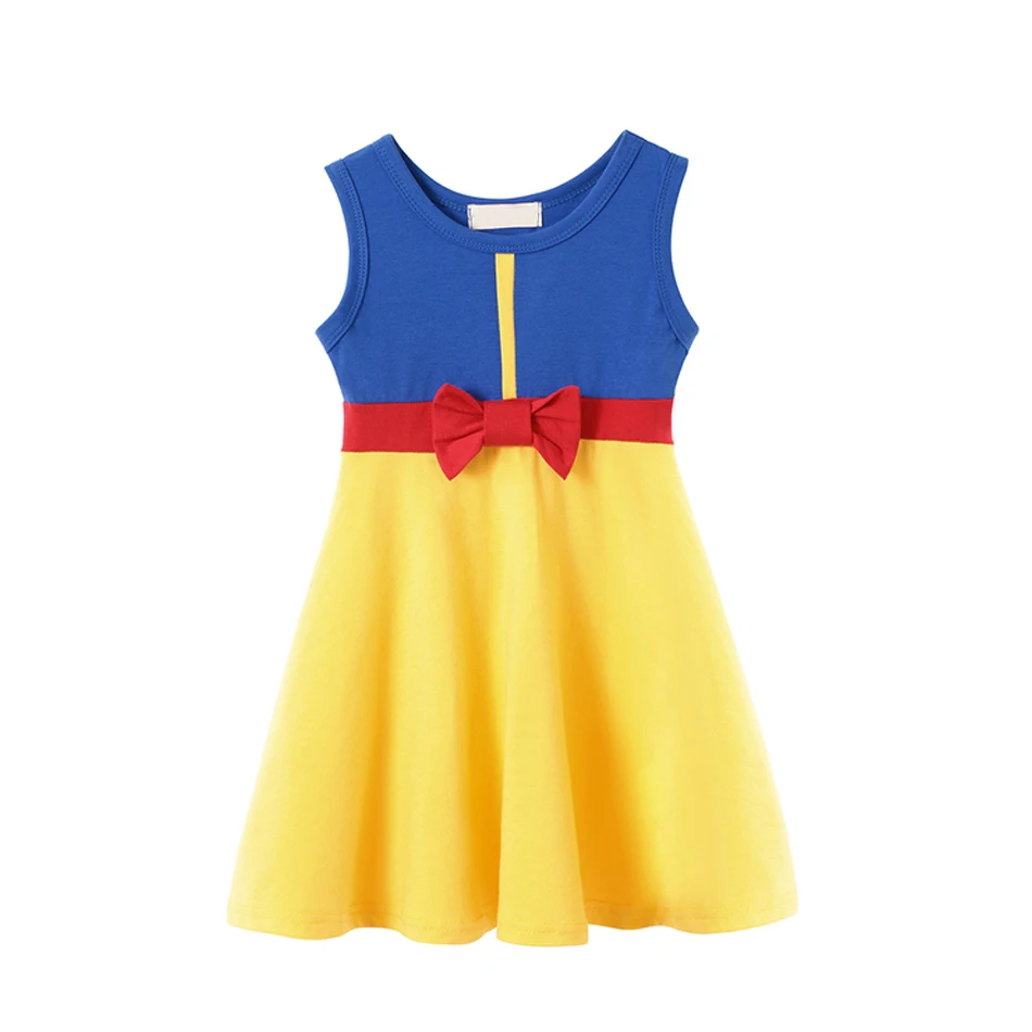 thumbnail image 1 of Vestido de princesa de algodón para niñas pequeñas, ropa informal de fiesta de cumpleaños, vacaciones, sirena, melocotón, Elsa, Anna, blanca, nieve, Verano, 1 of 5