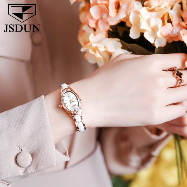 JSDUN Vogue Oval Small Dial Watches For Women Elegant Rhinestone Bracelet Watch Ladies Diamond Dress Quartz Wrist Watch Relogio 3