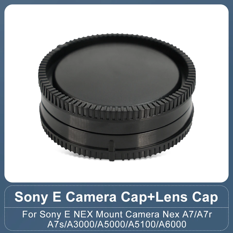 Sony E-Mount Body Cap Set (2-Pack) – For NEX3/5/6/7, A6000, A7, A7R, A7S, A7II, Black/Gray, Twist-On
