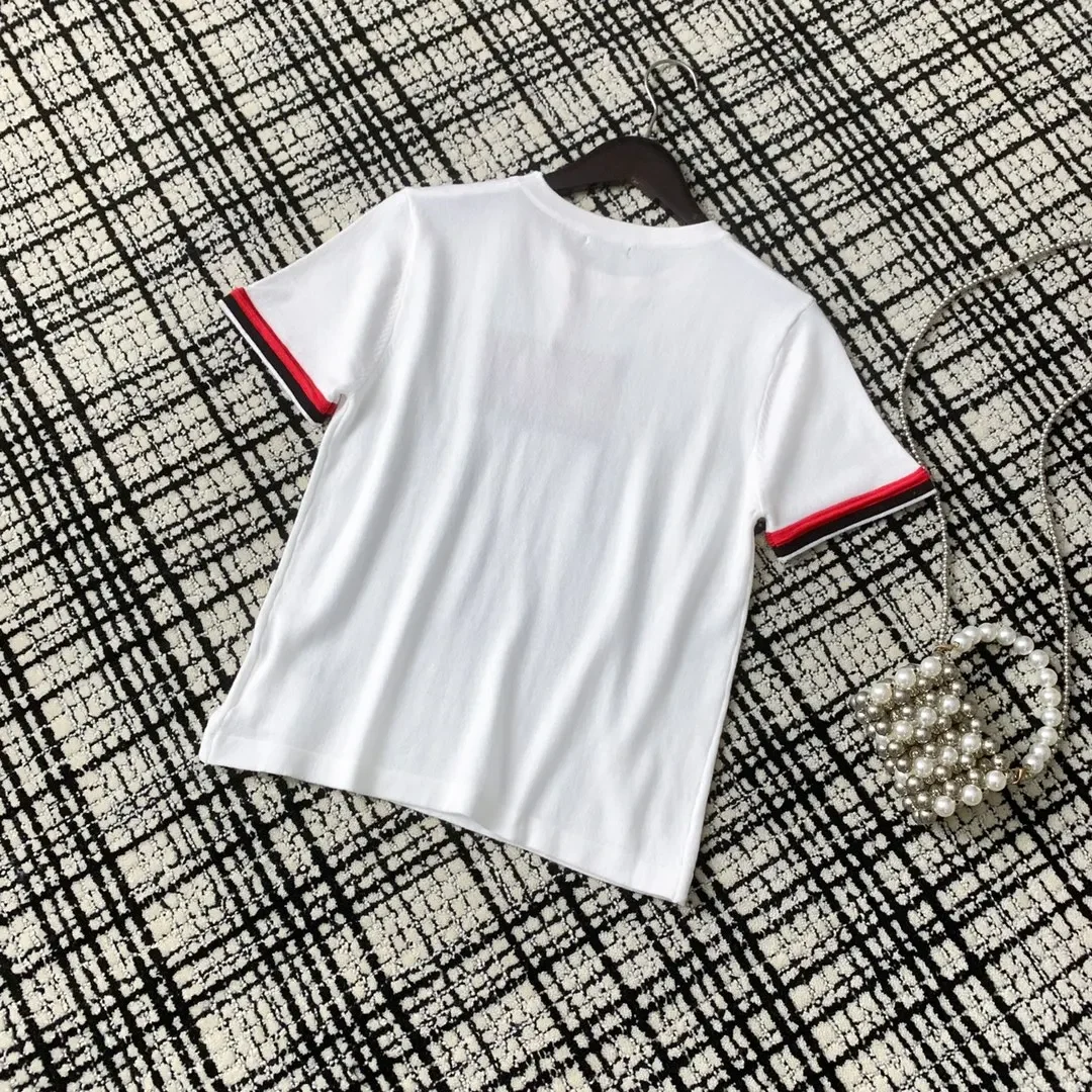 

New Summer Fashionable Short Sleeve T-shirt Women's Pure Cotton White Half Sleeve Top