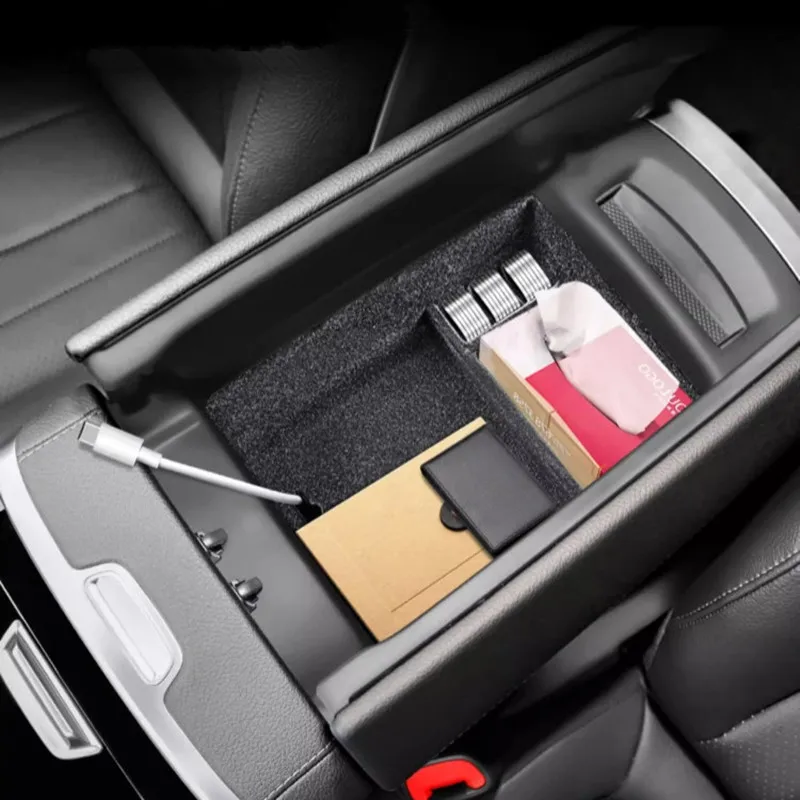 Car Center Armrest Box Storage Stowing Tidying For Mercedes-Benz EQE SUV version Flocking material car organizer