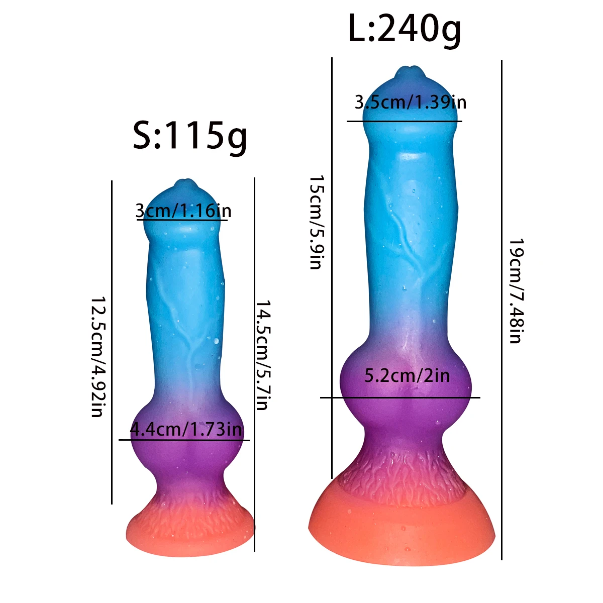 2 Size Luminous Dog Knot Dildos Animal Peni Fake Dick Faloimetor For Women Anal Dildo Big Butt Plug Anal Toy For Men Masturbator