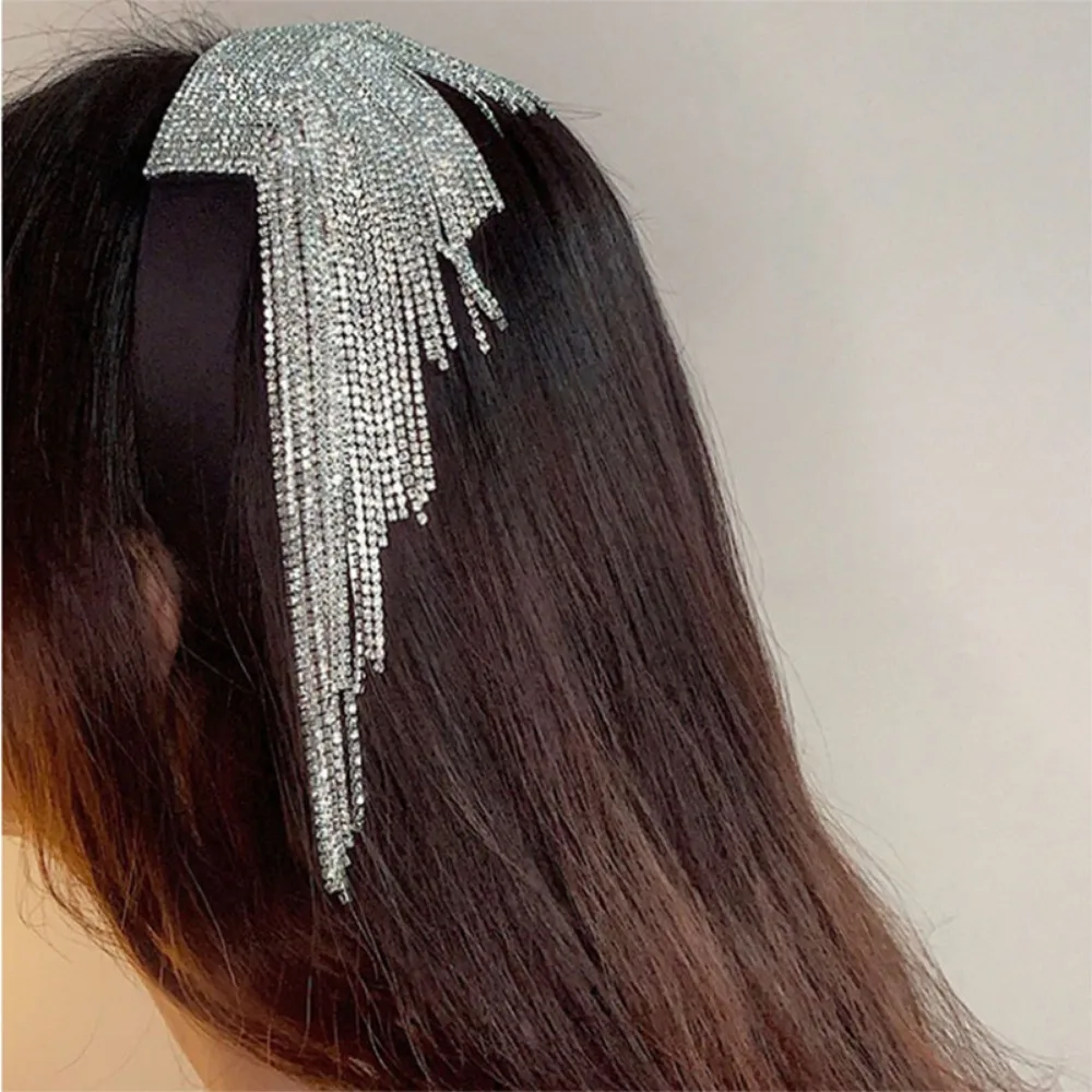 

Wedding Shiny Headwear Bridal Hairbands Tassel Headband Brides Forehead Head Chain