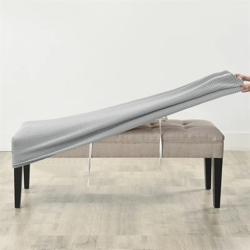 Elastic Ottoman Cover - Solid Color Removable Home Decor Bench Seat Protection