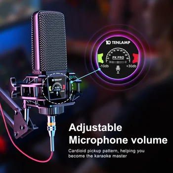 Tenlamp Audio Interface Mixer Sound board,G10 Boom Arm Professional Voice Changer,Podcast Equipment Bundle with 3.5mm Microphone and Live Sound Card For KOL Singing Gaming DJ Mixing Station Controller Equipment Studio Professional Recording Music Mixer 5