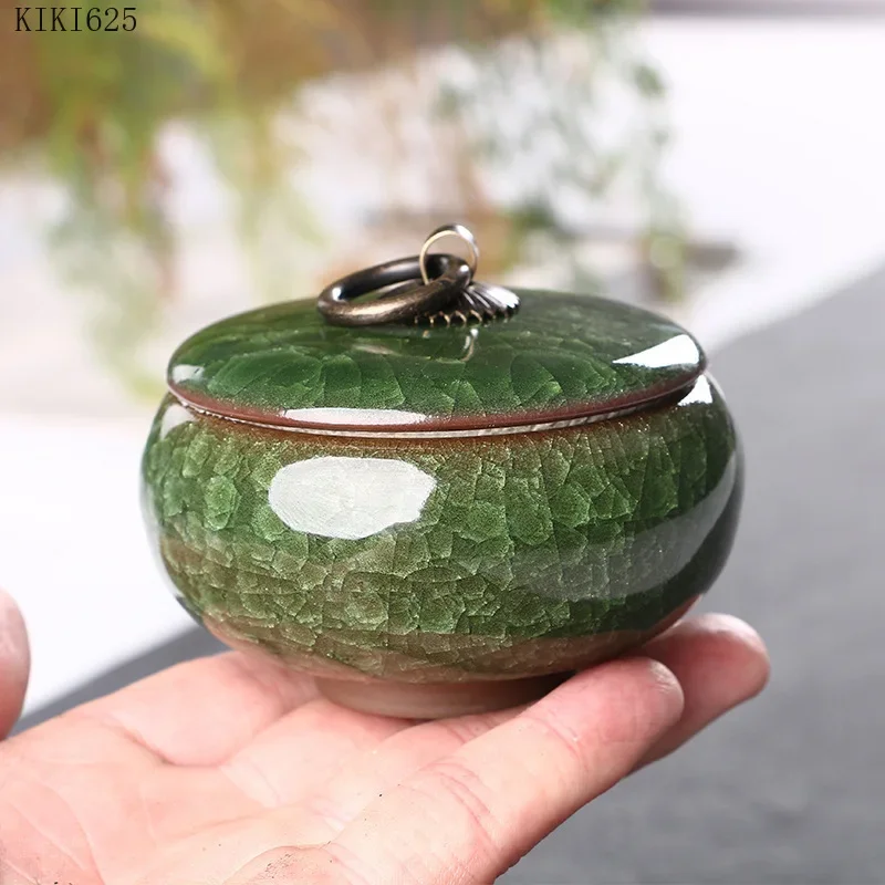 Modern Color Cracked Ceramic Sealed Storage Tank Travel Portable Tea Caddy Tea Set Necklace Ring Jewelry Storage Box Home Decor tea tin box,tea canister