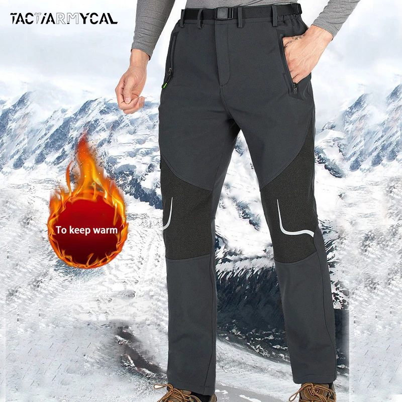 Winter Men Pants Waterproof Wear Resistant Outdoor Fleece Ski