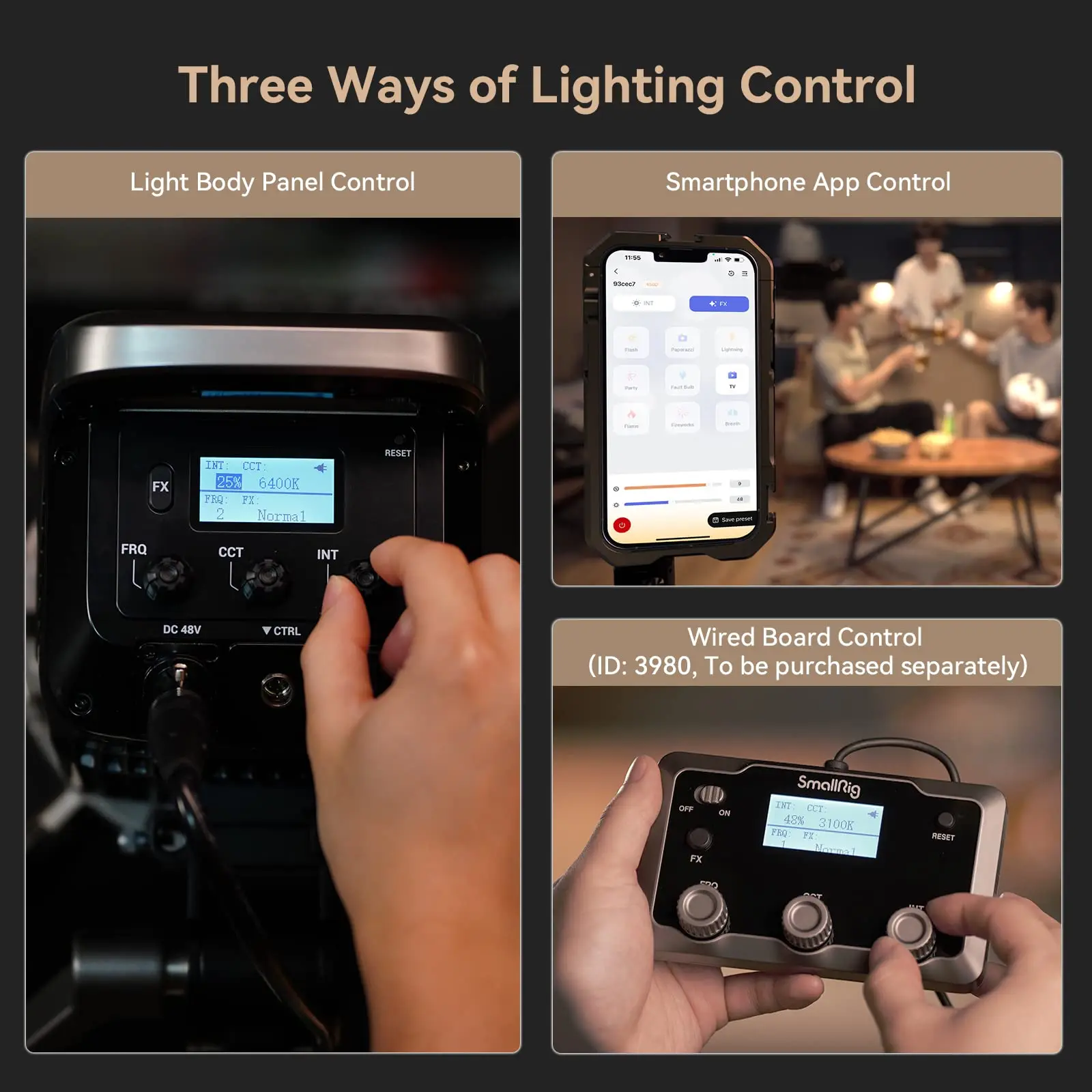SmallRig-RC450B COB LED 비디오 라이트, 121000Lux 사진 비디오 조명, Smallgogo 응용 제어-3976