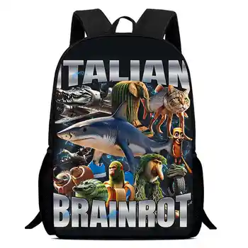 Zaini per bambini dei cartoni animati Borse da scuola di grande capacità per ragazzi e ragazze Studenti Zaino portaoggetti leggero con stampa Brainrot 1