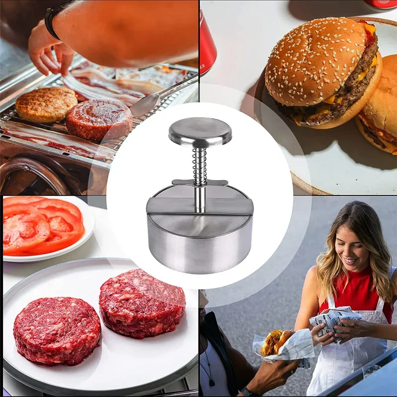 Kitchen Hamburger Press Burger Patty Maker 304 Stainless Steel Pork Beef Burgers Manual Press Mold for Grill Griddle Meat Tool