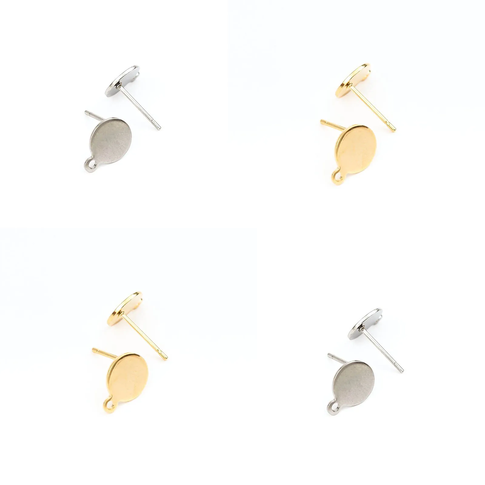 

10PCs Stainless Steel Ear Post Stud Earrings Round With Loop Earring Findings For Jewelry Making Diy Women Jewelry Accessories