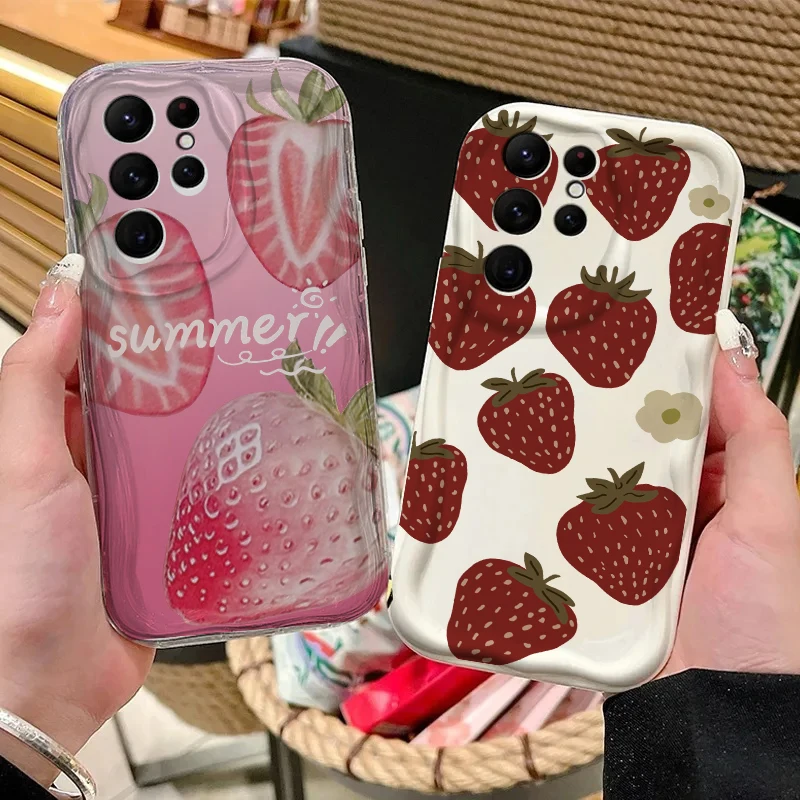 Silicone Strawberry Shell Phone Case
